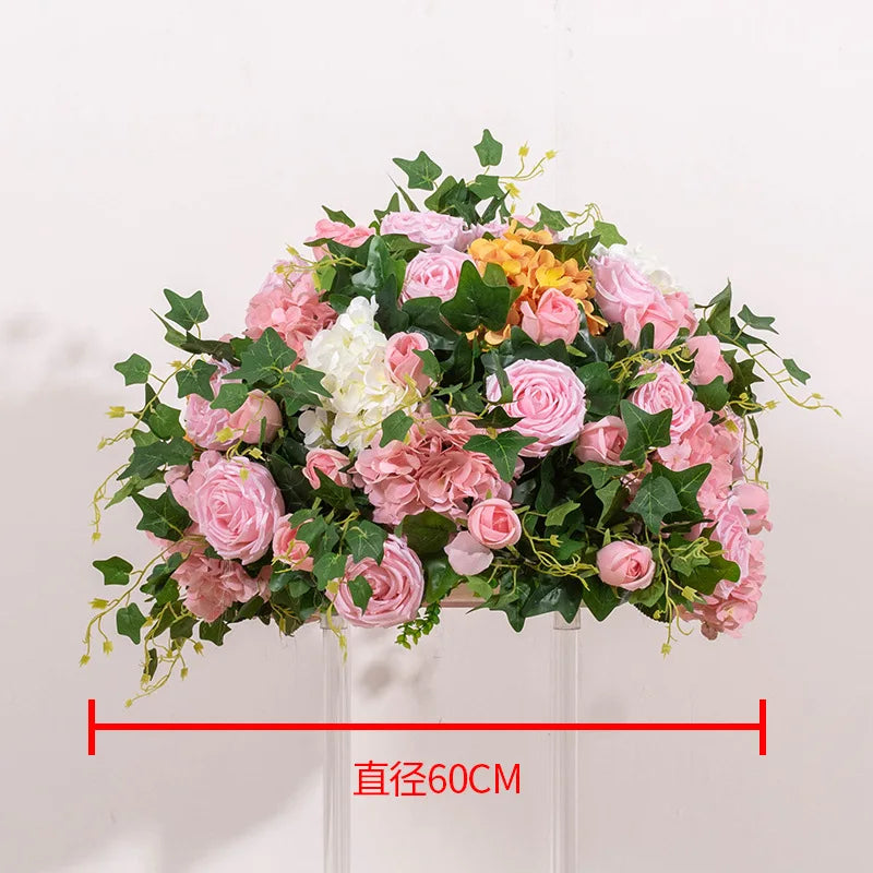 H-005 Wholesale Customized Wedding Event Decorative Table Centerpieces Artificial Silk Flower Ball Runner