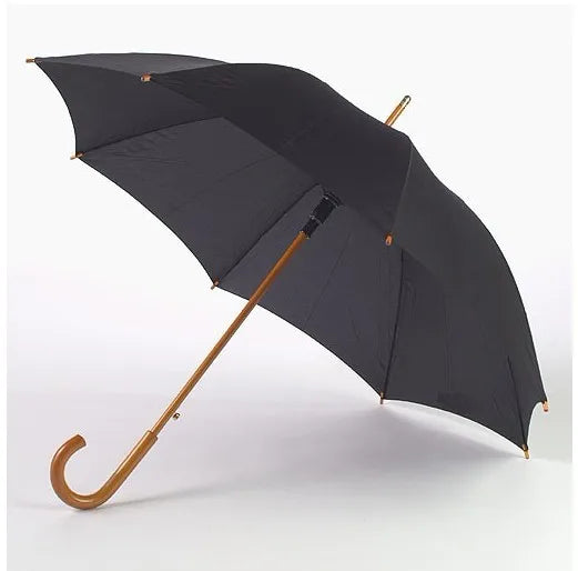 Umbrella Factory Wholesale J Wooden Handle Straight Sticks Wood Umbrella CustomSemi-Automatic Umbrella