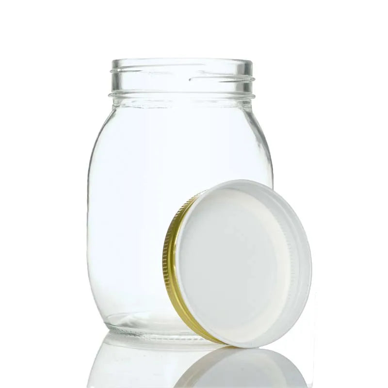 Regular Mouth  500ml /16oz for Food Honey Jar Candy with Gold Metal Lid Mason Jar Glass