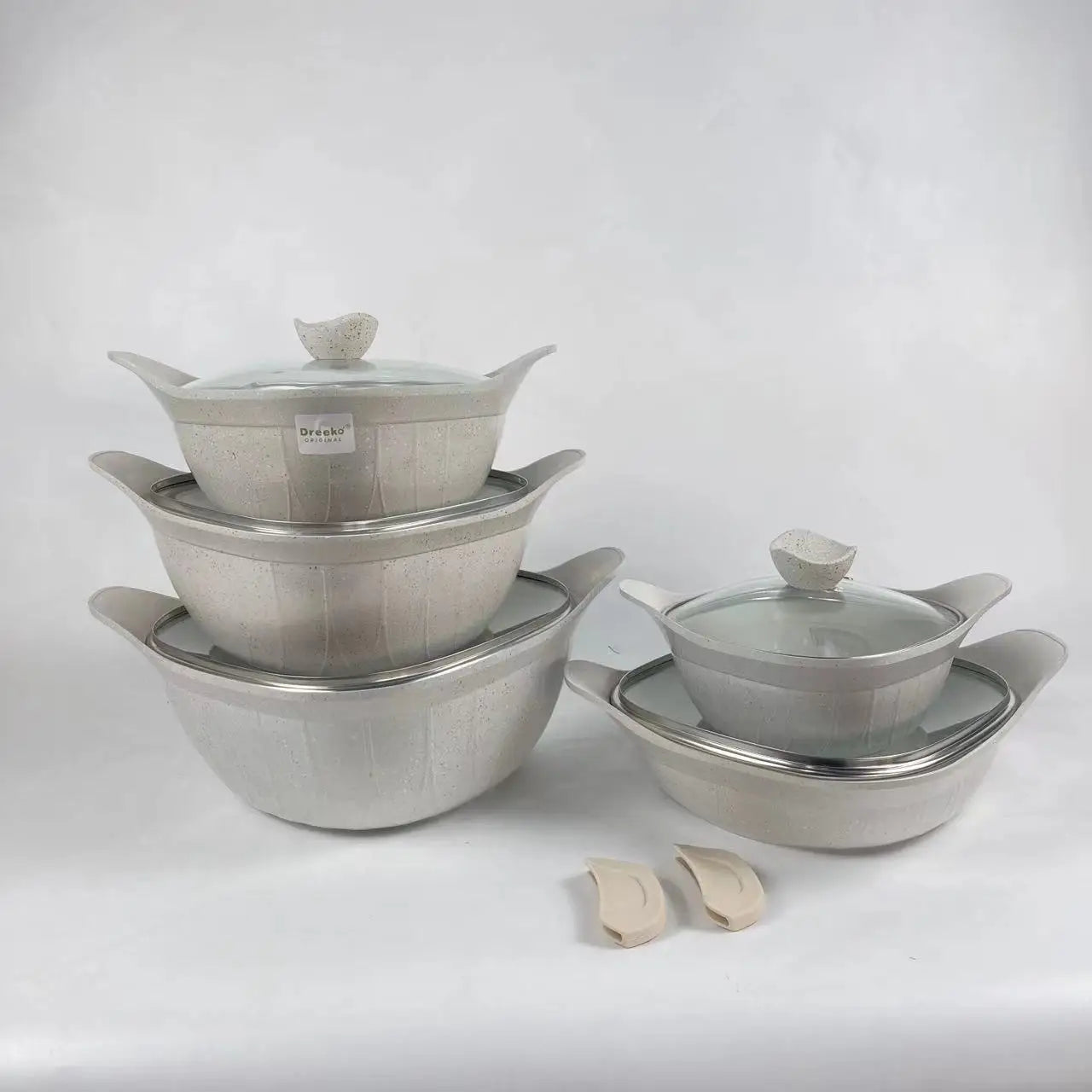 12-Piece Die-Cast Square Soup Pot Cookware Set One-Piece Aluminum Construction