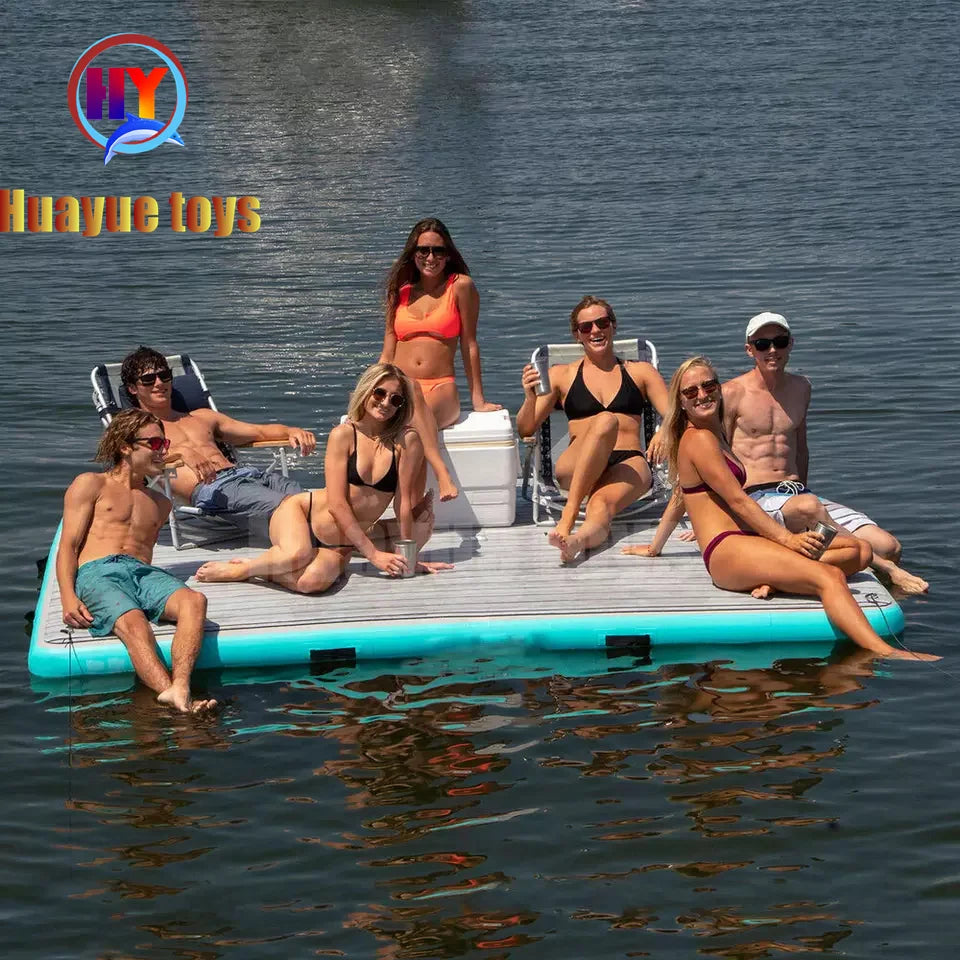 Customized Sup Floating Fishing Drop Stitch Roll up Inflatable Yacht air Jet Ski Floating Pontoon Deck Inflatable Dock Platfo