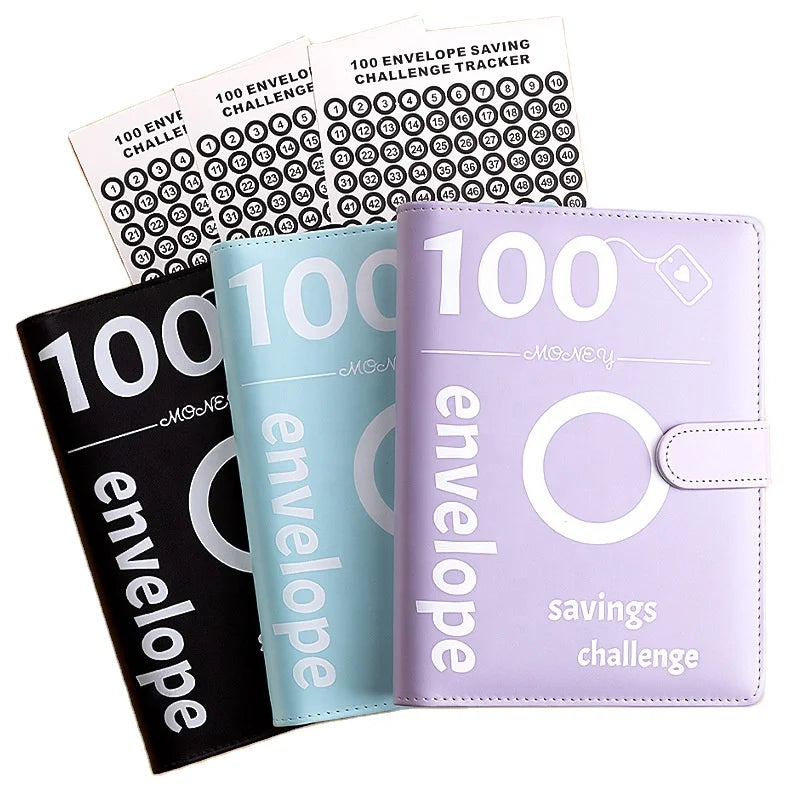 100 Challenge Binder Book Checkered Budget Binder with Label Stickers Money Saving Binder Book