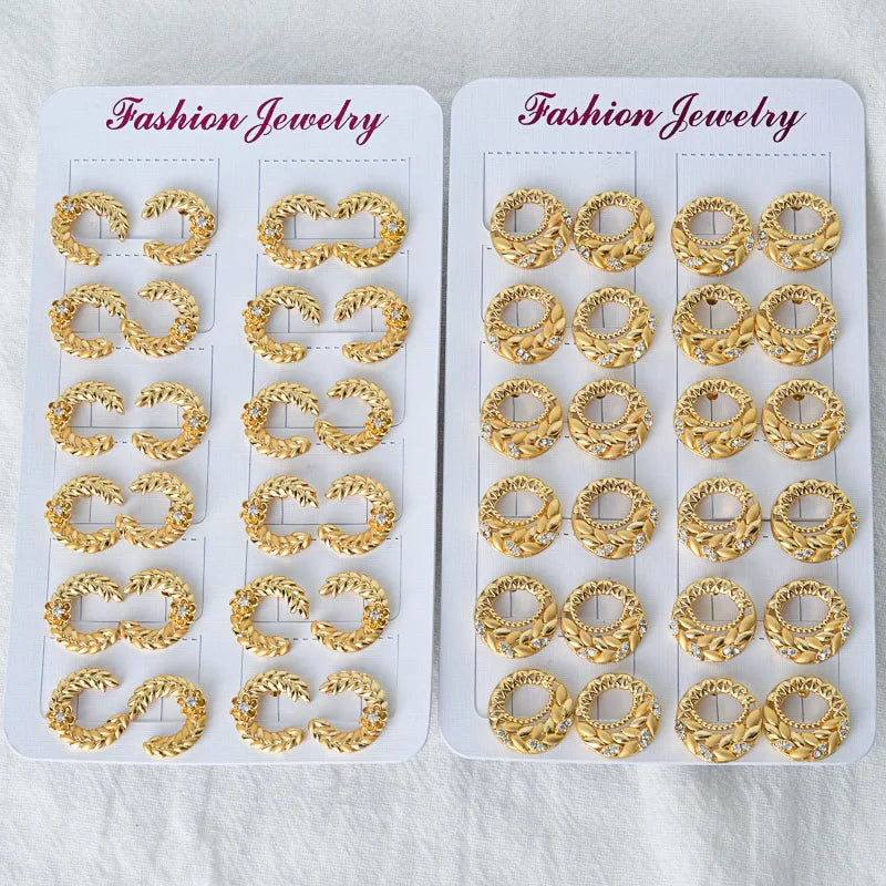 Wholesale Earrings Brass Diamond 18k Plated Huggie Hoop Zircon Fashion Jewelry  Custom Gold Earring Women