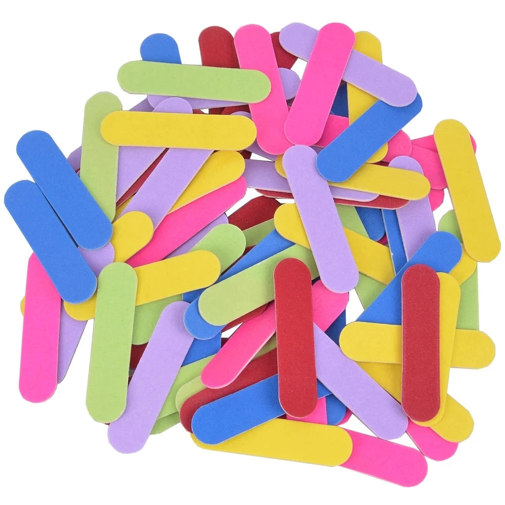 Double Side Wood Nail Files Disposable Mini Wooden File Emery Board Colorful Sandpaper Grinding Polishing Manicure Tools