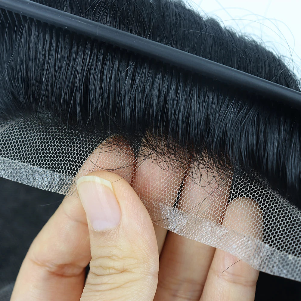 Toupee for Men French Lace Base Toupee Men Ultra Delicate Lace Male Hair Prosthesis Natural Human Hair Wigs for Men System