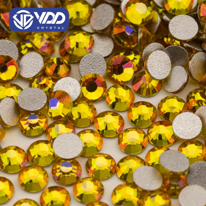 VDD 351 Magma-Citrine SS6-SS30 Glass Rhinestones Crystal Flat Back Glitter Stones Diamond for Nail Art DIY Crafts Accessories