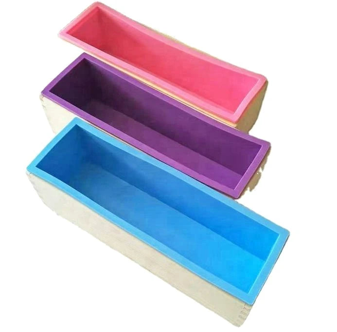 Wooden Frame with Lid and Silicone Rendered Soap Mold square Handmade Soap Mold Wooden Box with Lid