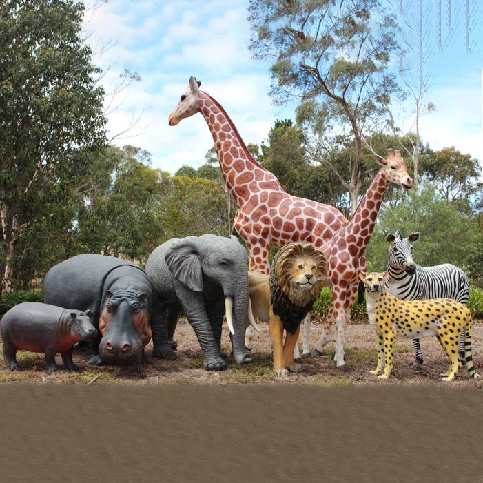 2024 New Design Product Life Size Jungel Animal Giraffe Leopard Hippo lion Backdrop Safari Birthday Party Decor Hire Rent Pro
