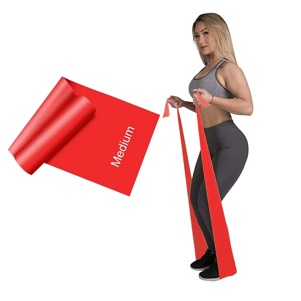 Red TPE Strips Exercise Therapy Band Strength Training Yoga Pilates Stretching Elastic Resistance Bands for Home Gym Workout