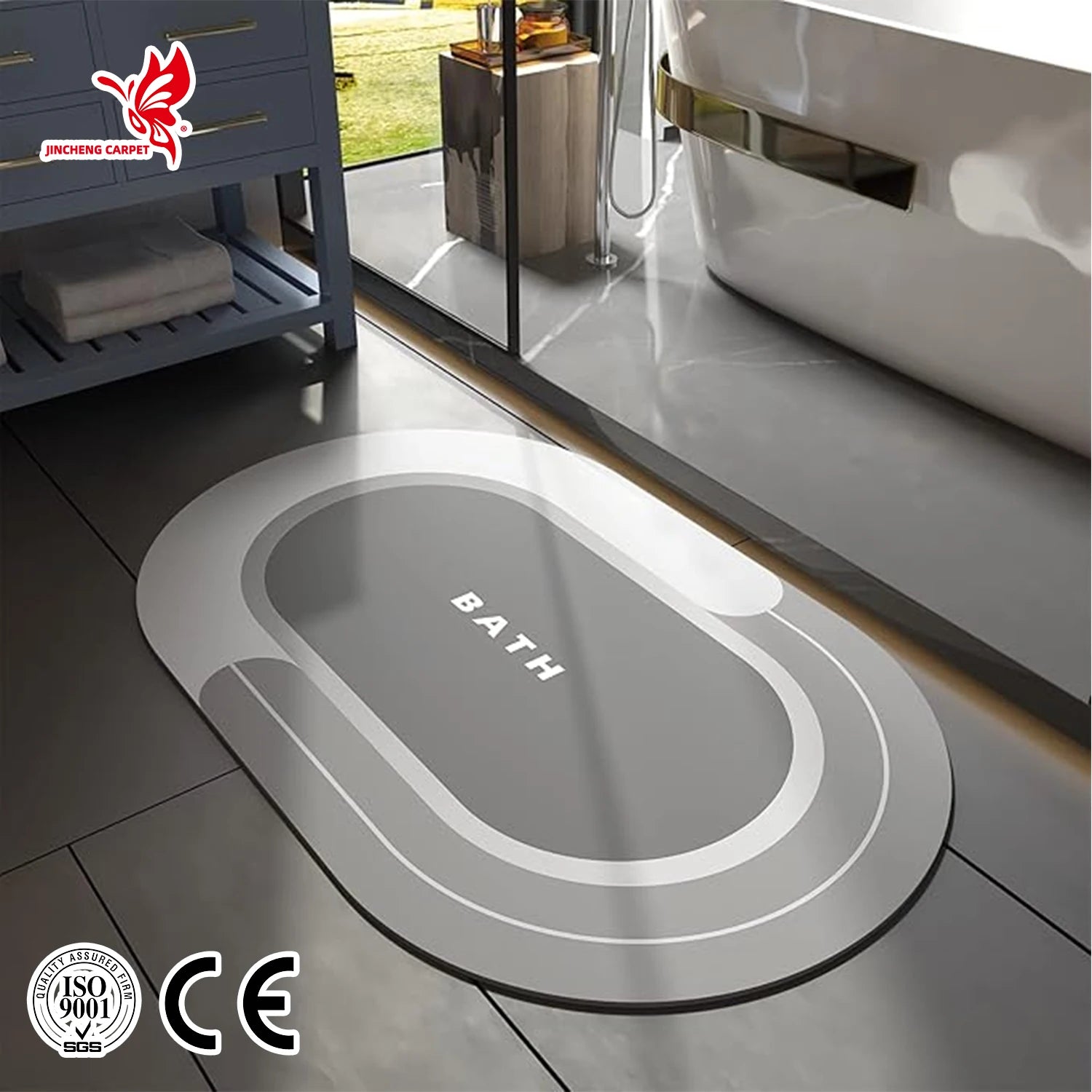 Modern Eco-Friendly Diatomaceous Bathroom Mat Super Absorbent Anti-Slip Comfortable Toilet Floor Foot Bath Mat
