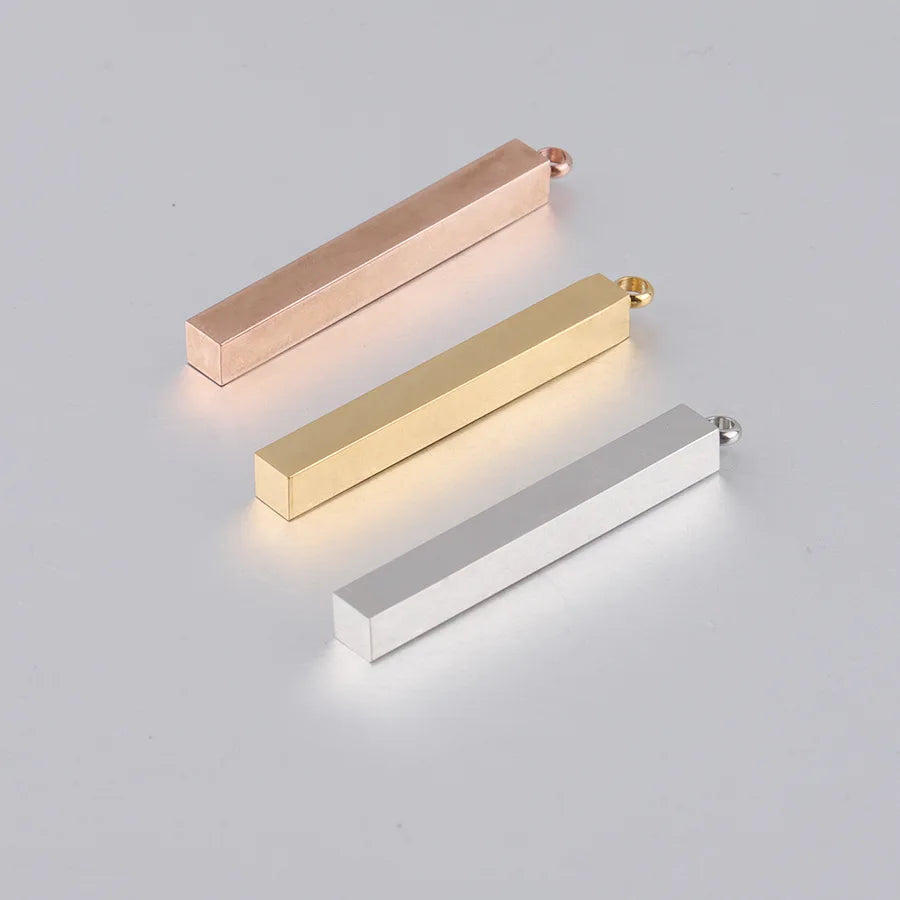 Engraved Blank Rectangle Jewelry OEM Stainless Steel Mirror Polished Engraved Pendants Colorful bar Necklace