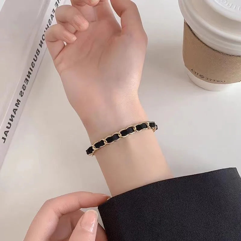 Wholesales Fashion Ladies Jewelry Leather Bracelet with Braid Leather Bracelet for Girls