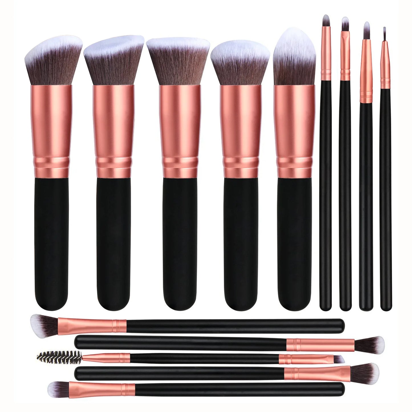 14pcs Rose Gold Professional Makeup Brush Set Premium Synthetic Foundation Blush Eye Shadow Groove Tools for Face
