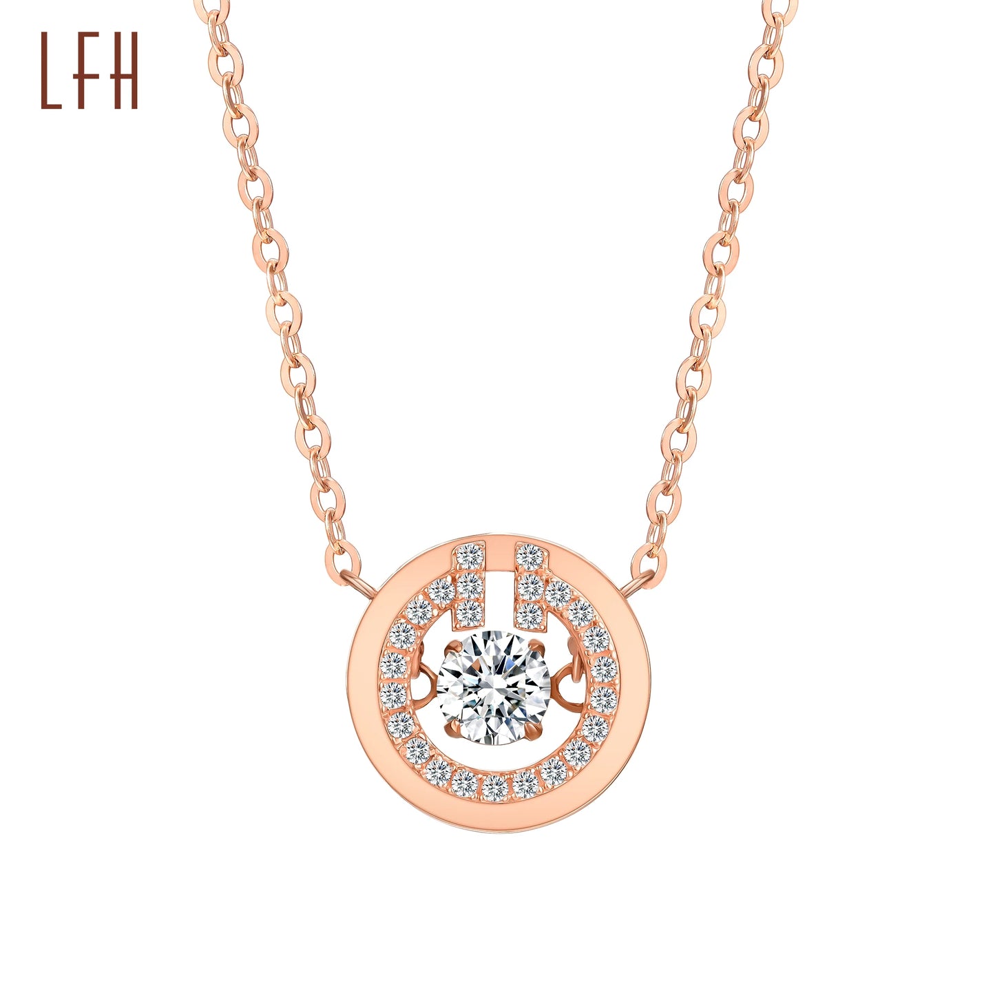 18k Solid  Lucky U Shape Charm 2022 New Designs Dancing Diamond Cz Stone Horseshoe Anchor 18k Pure Pendant Necklaces