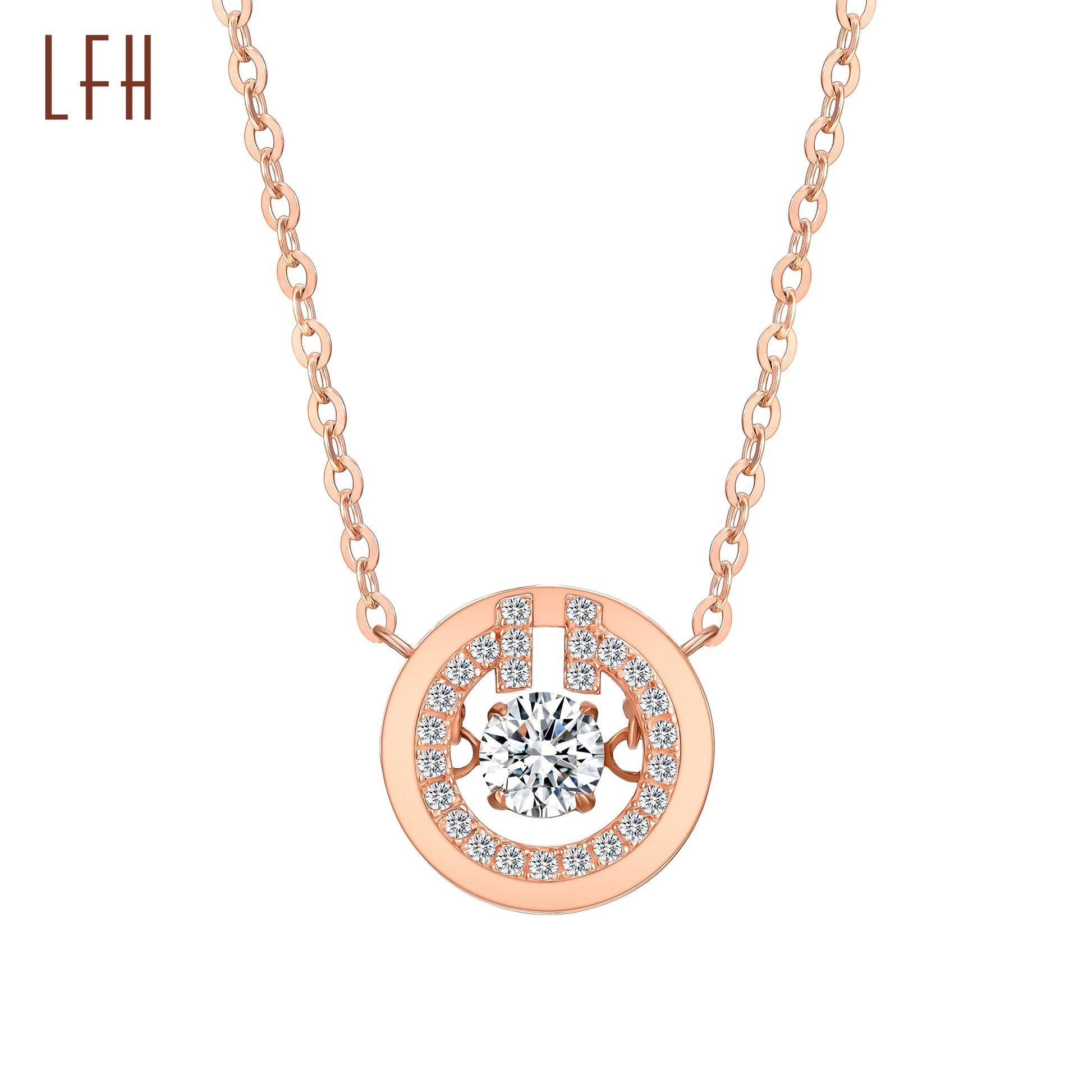 18k Solid  Lucky U Shape Charm 2022 New Designs Dancing Diamond Cz Stone Horseshoe Anchor 18k Pure Pendant Necklaces