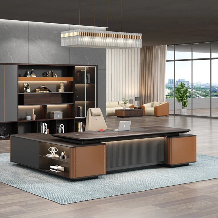 Liyu High-Tech Convertible Extendable Modern Executive Manager Desk MFC Luxury CEO Office Desk