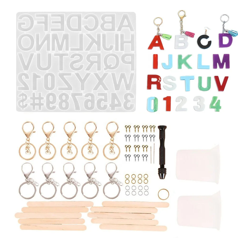 DIY Jewelry Making Supplies Accessory Set English Alphabet Epoxy Resin Molds Mixed Style Silicone Casting Molds Packaged OPP 