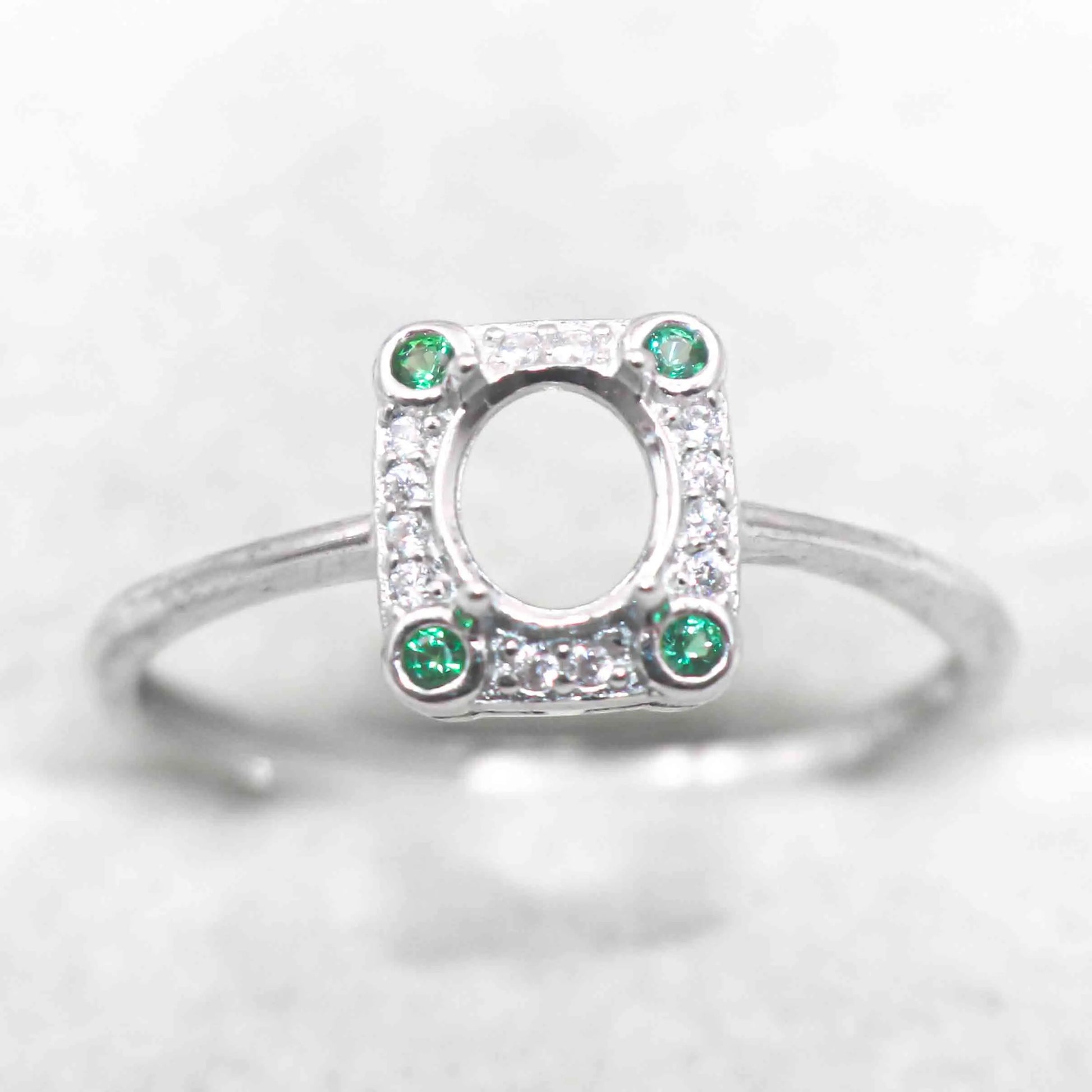 Semi Mount Ring 5*6mm Sterling Silver Empty Frame Blank Support Claws Setting S925 Base Hold Without Center Stone for DIY Inl