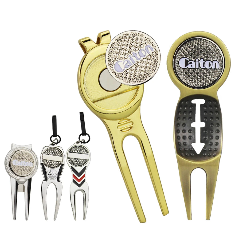 Steel Golf Divot Repair Tool Pitch Cleaner Golf Pitchfork Putting Green Fork Golf Divot Repair Tool With Ball Marker
