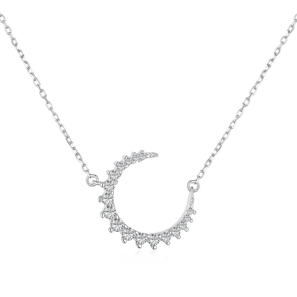 Dylam 925 Sterling Silver Gold Moon Pendant Necklace for Women 18K Gold Plated Dainty Chain Crescent Moon Necklace Jewelry Gi