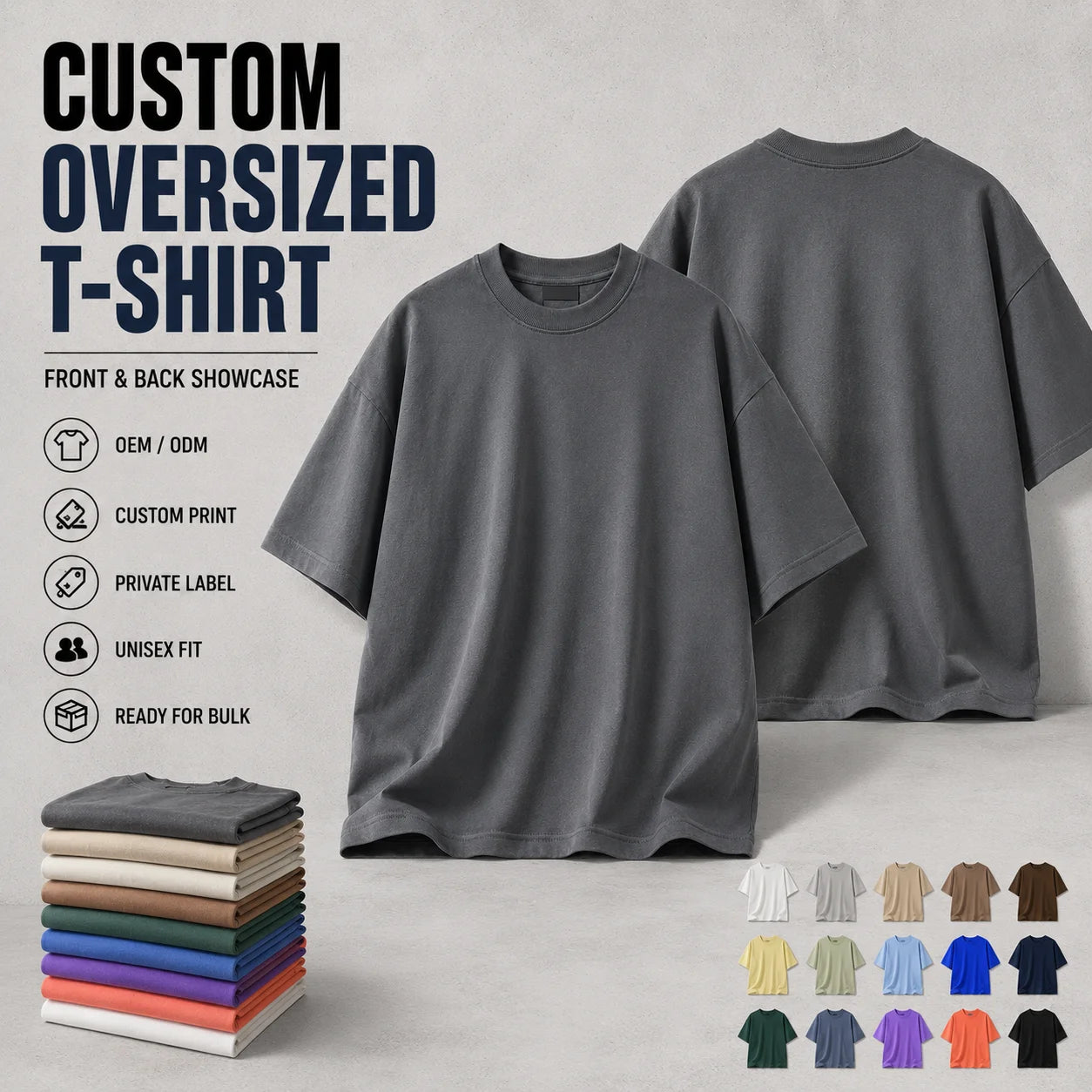 High Quality Custom Streetwear T Shirt 230 GSM 100 Cotton Plain Unisex Blank Tee White Oversized Graphic for Men Top