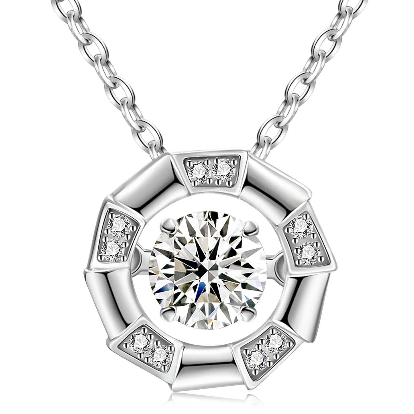 Dropshipping Dainty Moissanite Dancing Diamond Pendant 925 Sterling Sterling Silver Infinity Love Heart Necklace for Women Gi