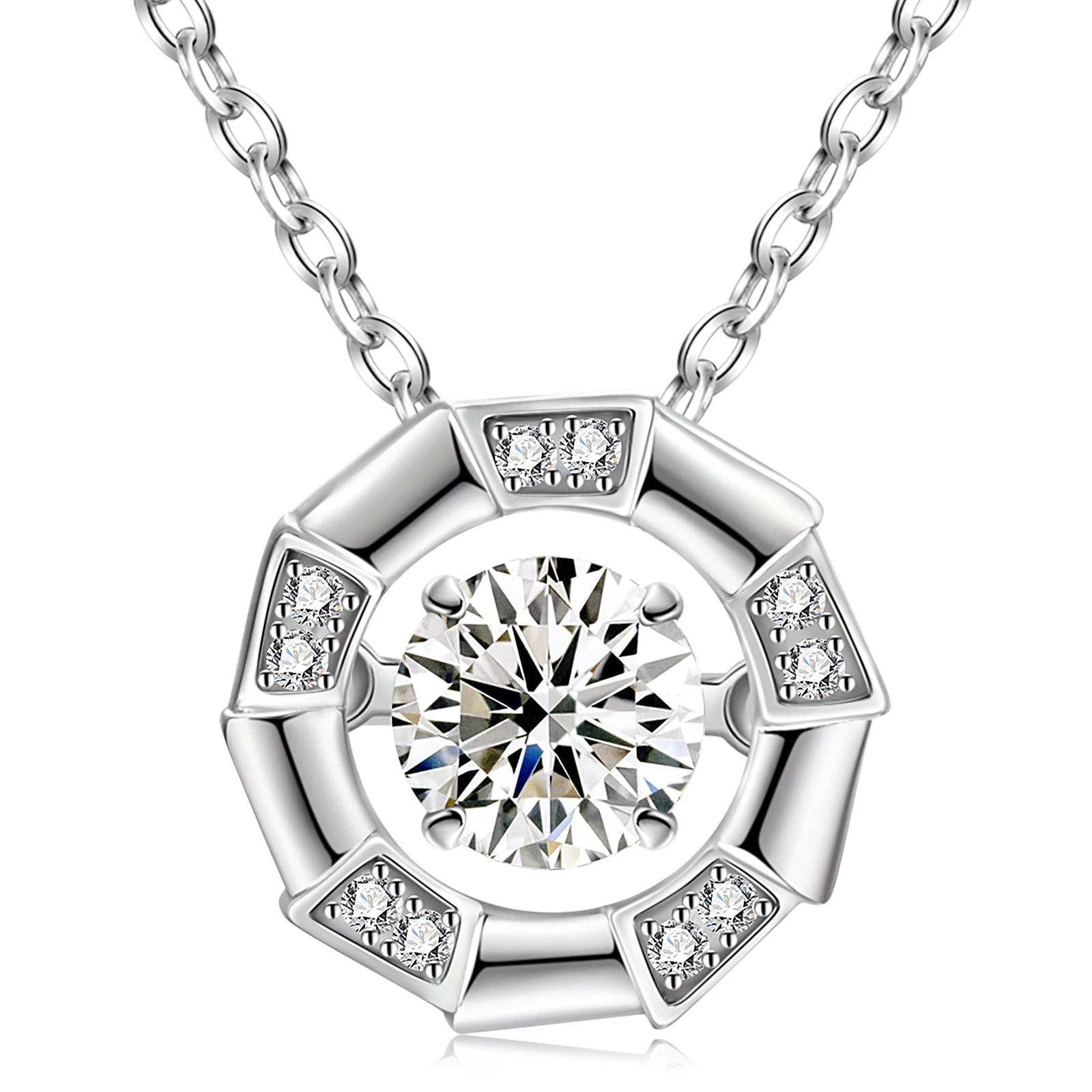 Dropshipping Dainty Moissanite Dancing Diamond Pendant 925 Sterling Sterling Silver Infinity Love Heart Necklace for Women Gi