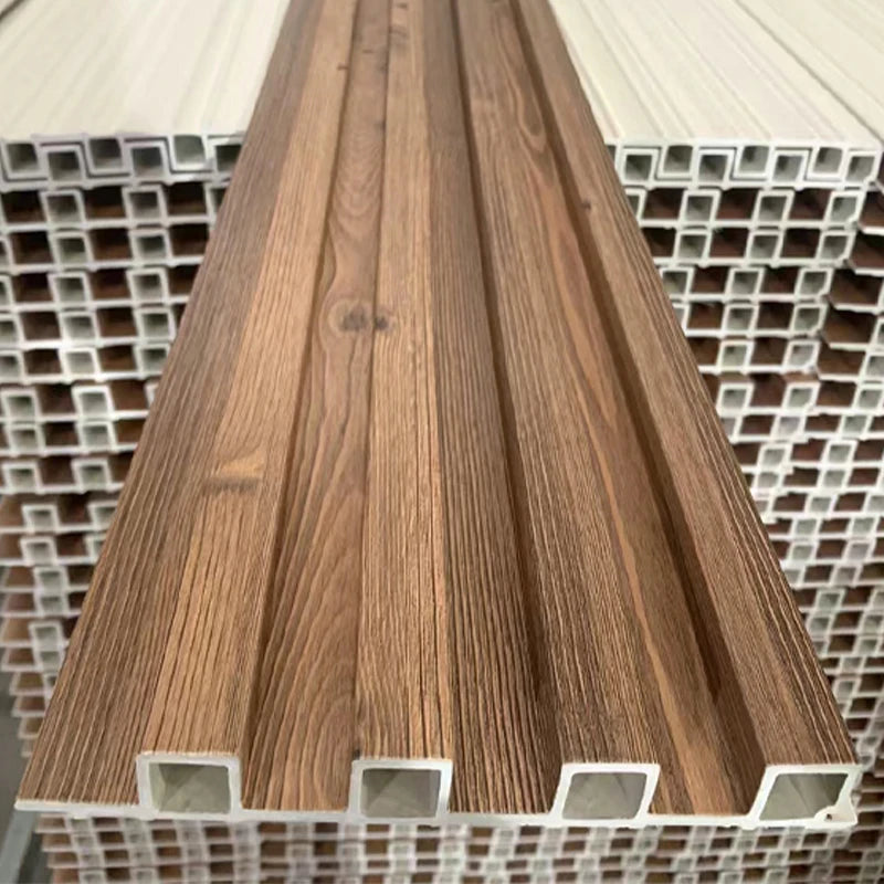 Wooden Grain PVC WPC Fluted Wall Panels Waterproof Fireproof Anti-scratch Easily Clean Low Maintenance Customizable Sizes Ind