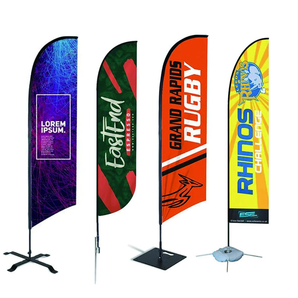 Custom Double-Sided Outdoor Windproof Feather Flags Promotional Advertising Banner Signs with Pole
