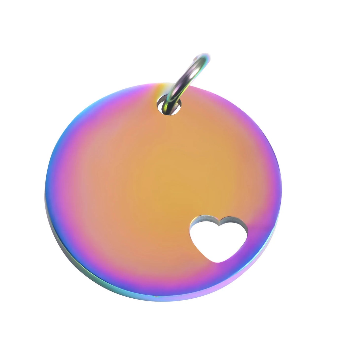 High Quality Customized Blank Laser Engrave Mirror Polish Charm Stainless Steel 18k Gold Plated Round Style Dog Pendant