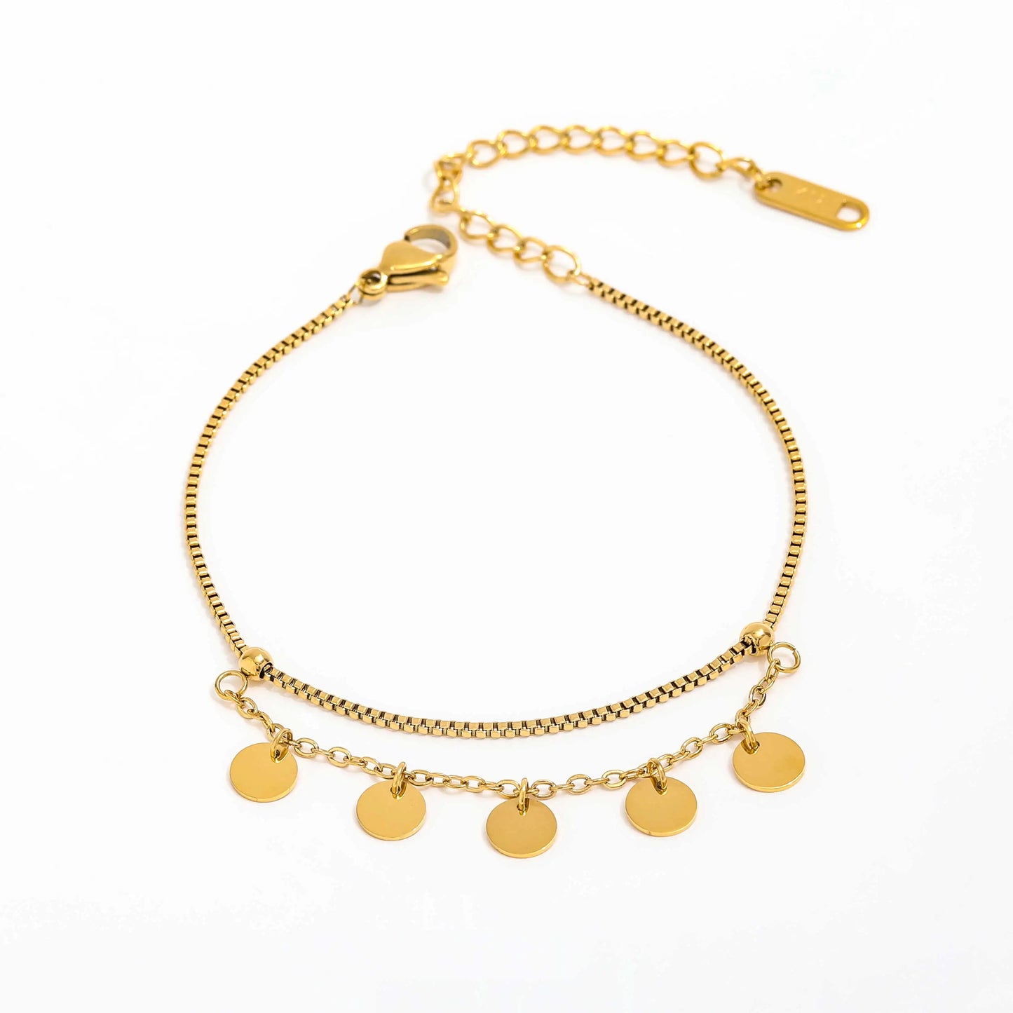Fenny High End Boho Double-layer Wafer Pave Mixture Chain Bracelet Waterproof&Tarnish Free Stainless Steel Jewelry Wholesale