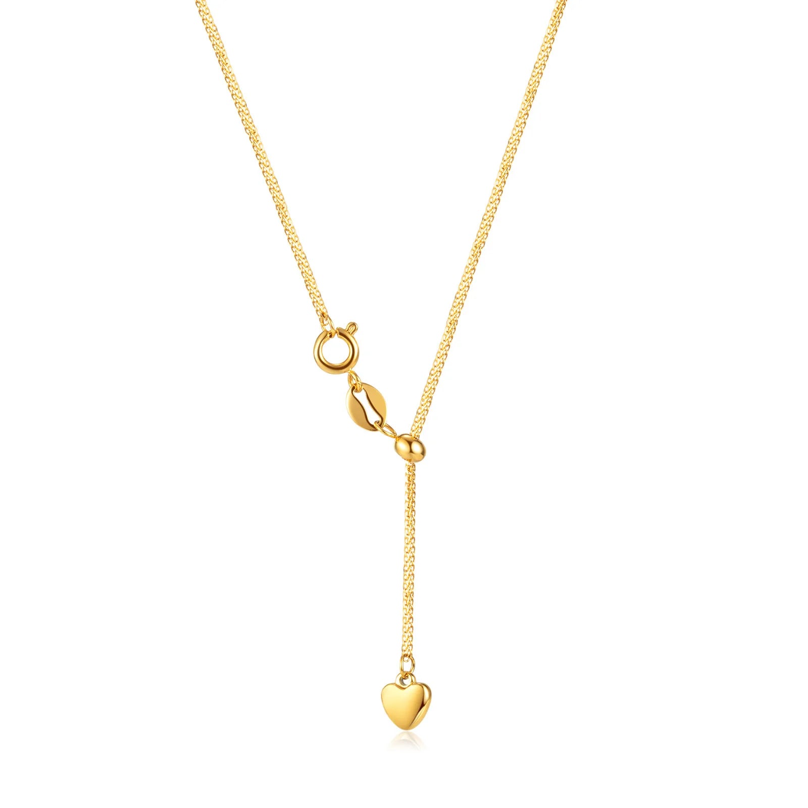 Stainless Steel Heart Tassel Necklace 18K Gold Plating High Polished Non Tarnish Draw String Heart Pendant Necklace Jewelry