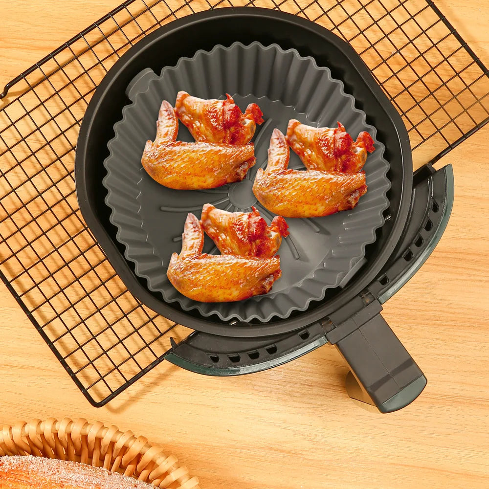 Hot Sale Cheap Food Safe Reusable Air Fryer Silicone Pot Non-stick Oven Baking Easy Cleaning air Fryer Silicone Liners Pot Tr