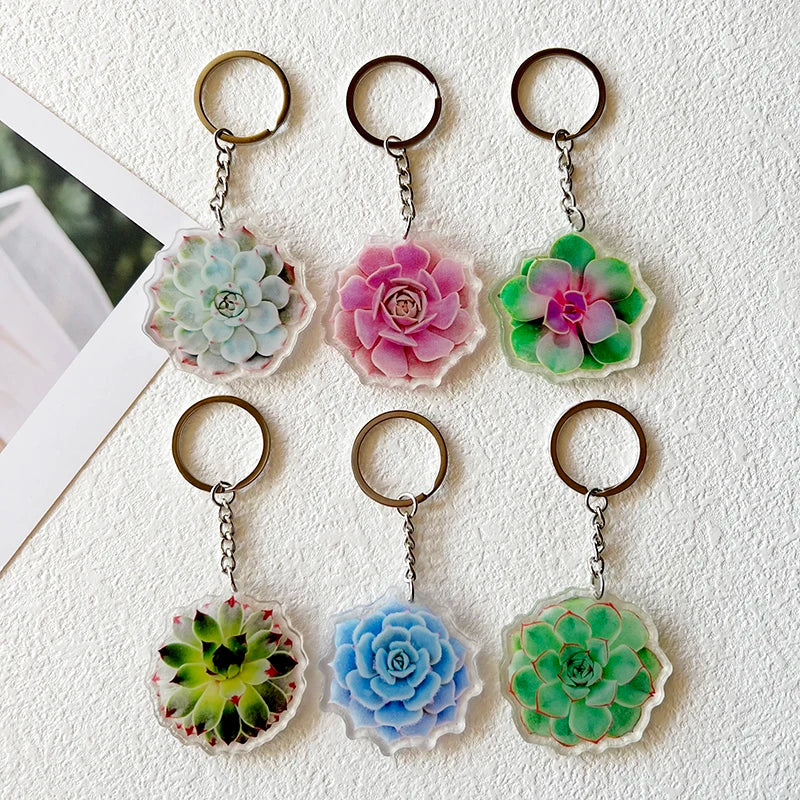 Promotional Gift Custom High Quality Metal Keychain Thickness 4MM  Acrylic Keychain with Plant Design Custom Acrylic Keychain