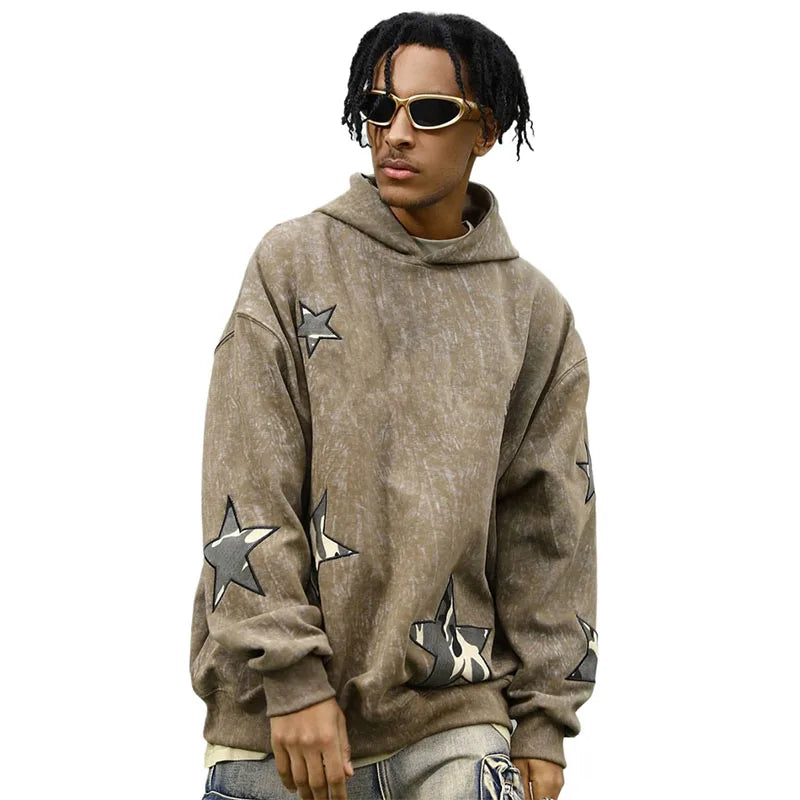 KY Oversized DTG Print Drop Shoulders 400 Gsm Acid Wash Hoodie