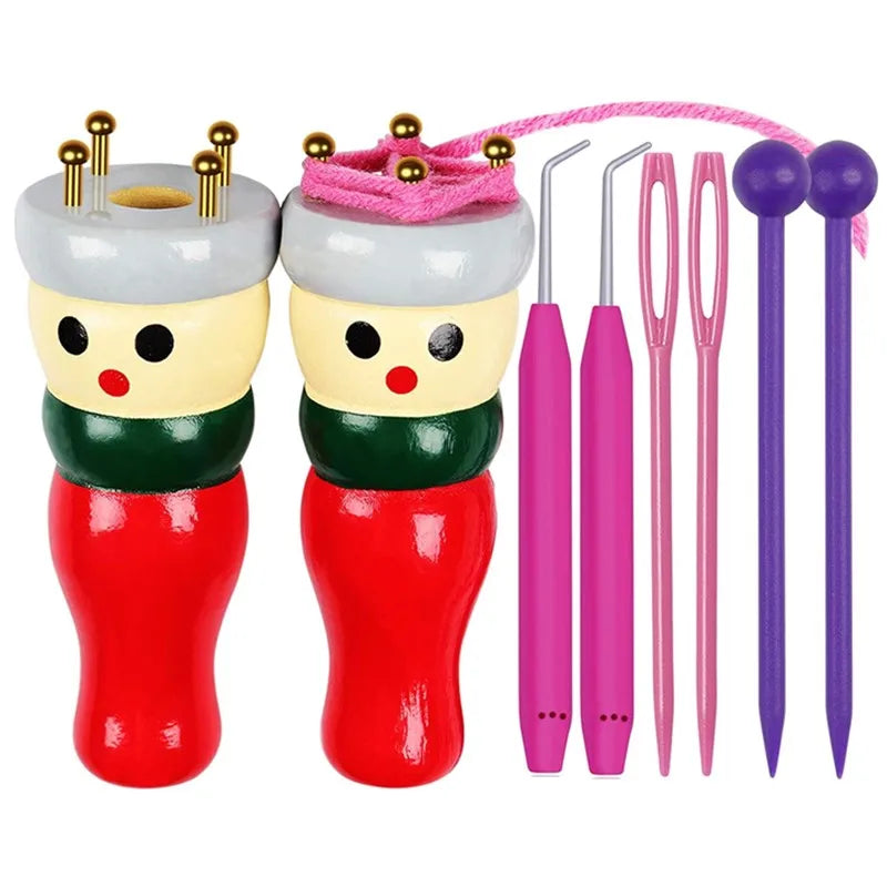 French Knitting Tools Diy Knitting Dolly Spool Clutch Wood Loom Toy for Children Daughter Grandkids Making Bracelets Craft