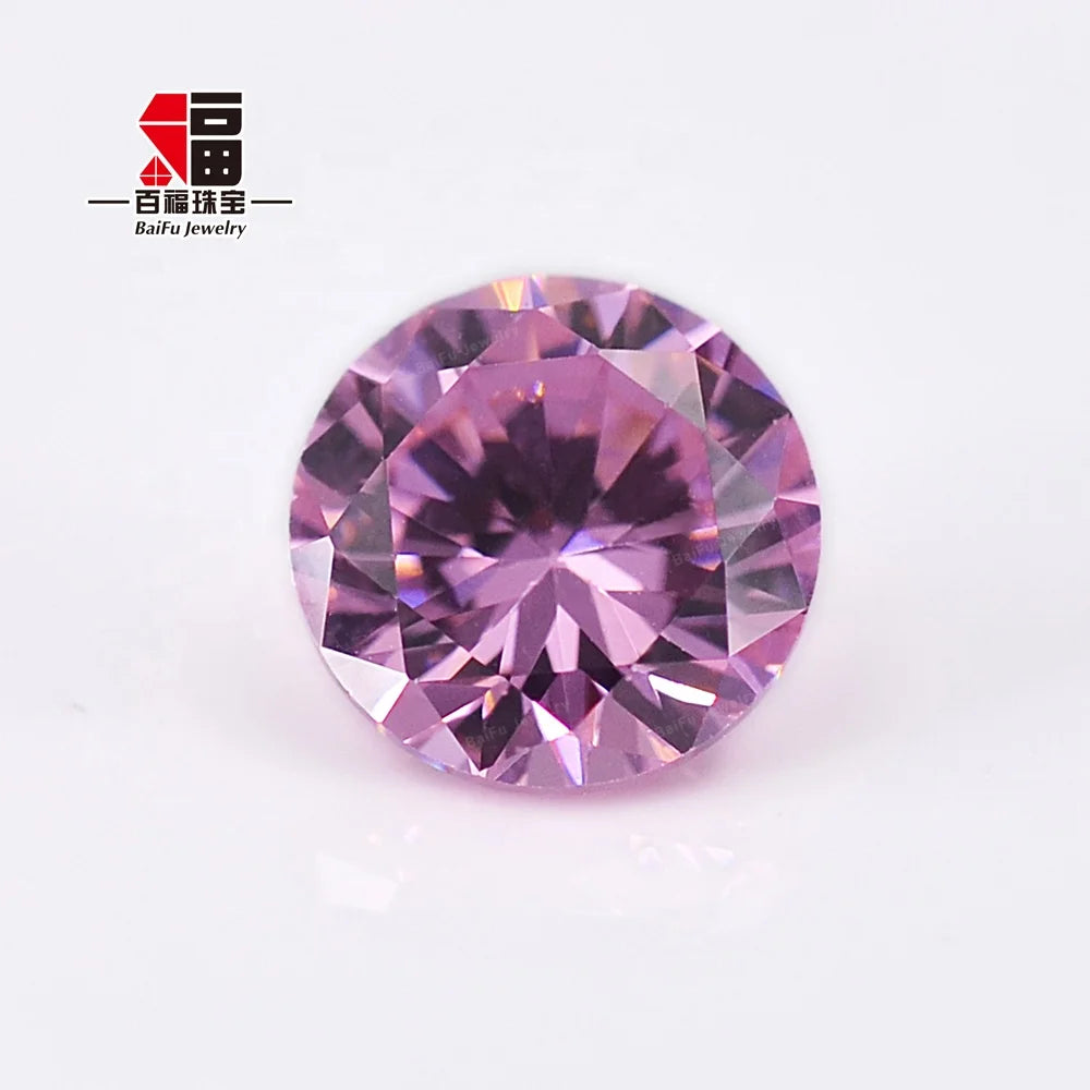 Baifu 5A Dark Pink Round Brilliant CZ Stones 1.0-3.0mm Cubic Zirconia for Jewelry Making Wholesale Price