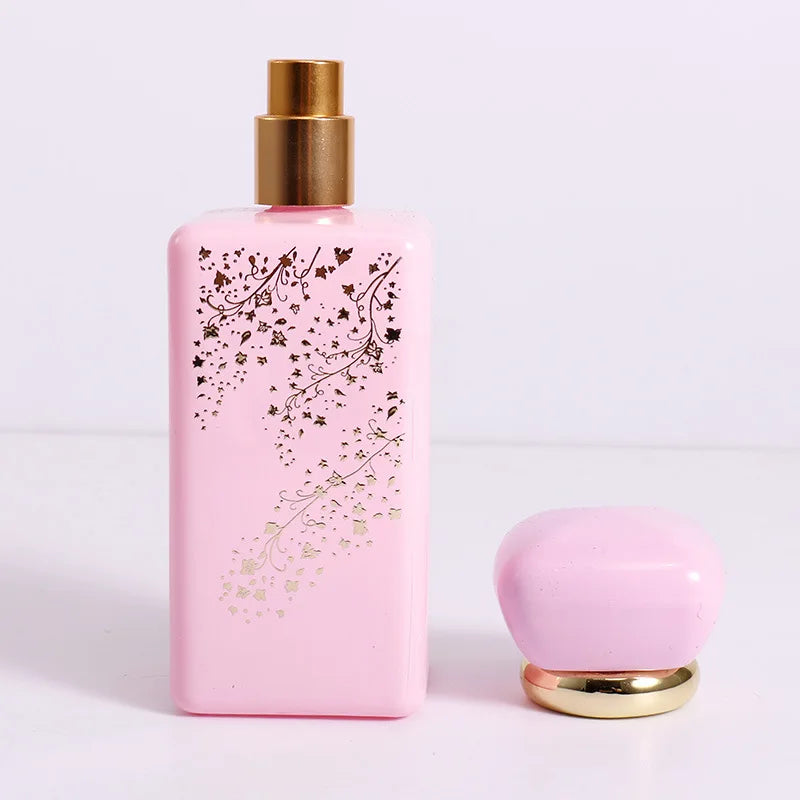 50ml Pink Glass Rectangular Perfume Bottle with Screw Cap Screen Printing Reed Diffuser & Recyclable