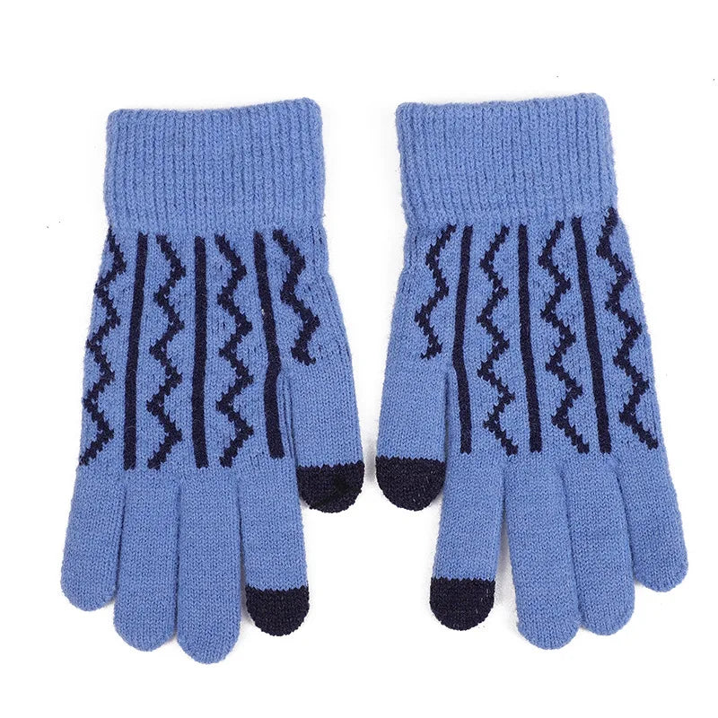 2026 New Candy Color Touch Screen Velvet Warm Gloves Knit Touch Screen Magic Custom Jacquard Acrylic Gloves