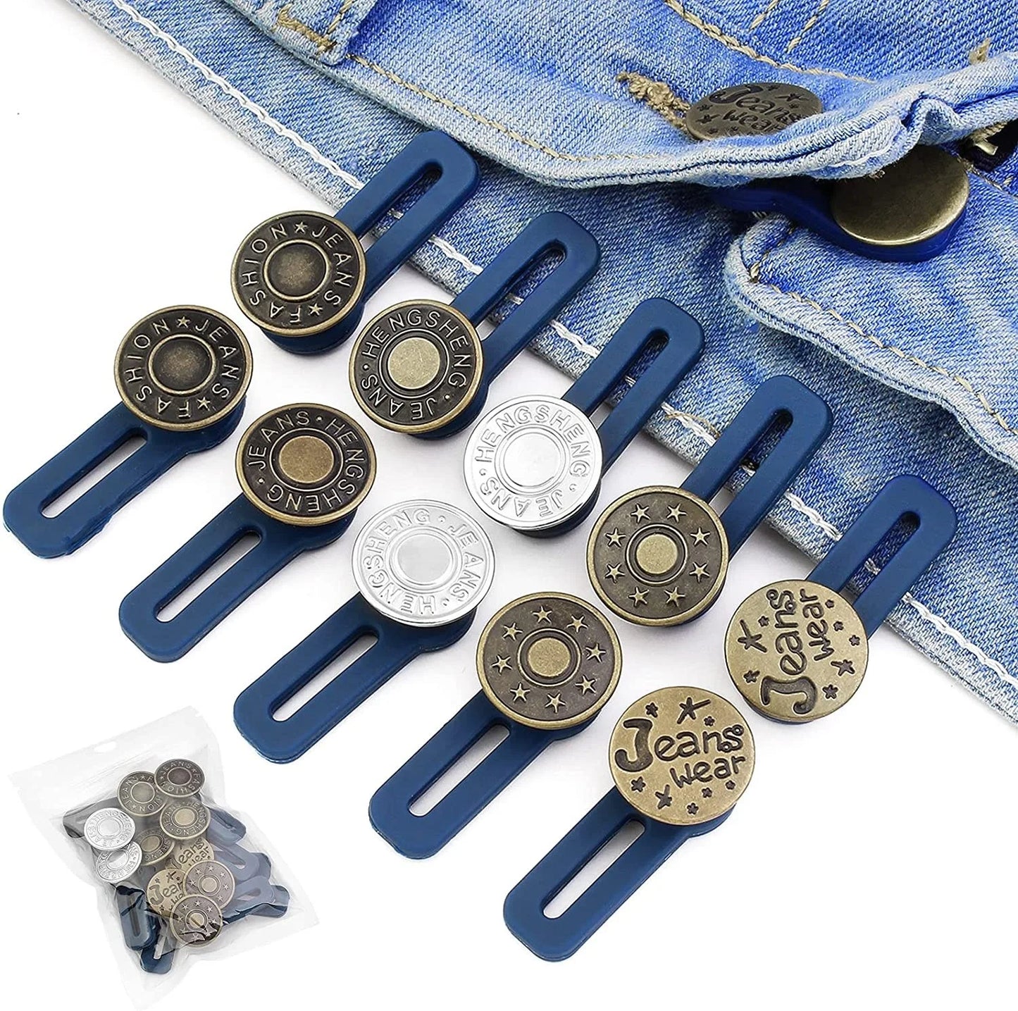 1/5/10PCS Metal Button Extender for Pants Jeans Free Sewing Adjustable Retractable Waist Extenders Button Waistband Expander