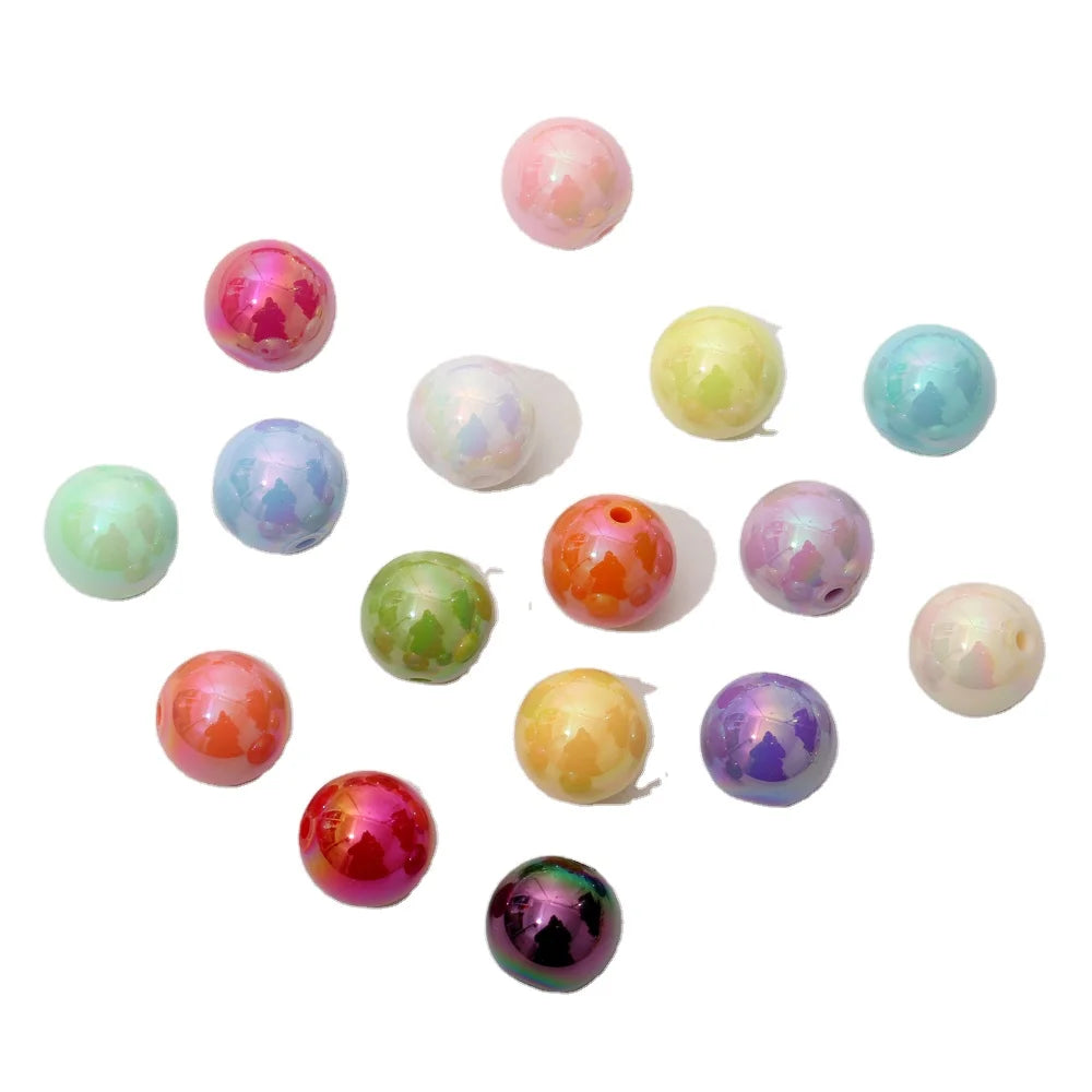 50pcs 12mm 14mm Acrylic AB Color 15 Colors Loose Beads CA Brand Jewelry Making DIY Bracelet Necklace Phone Chain