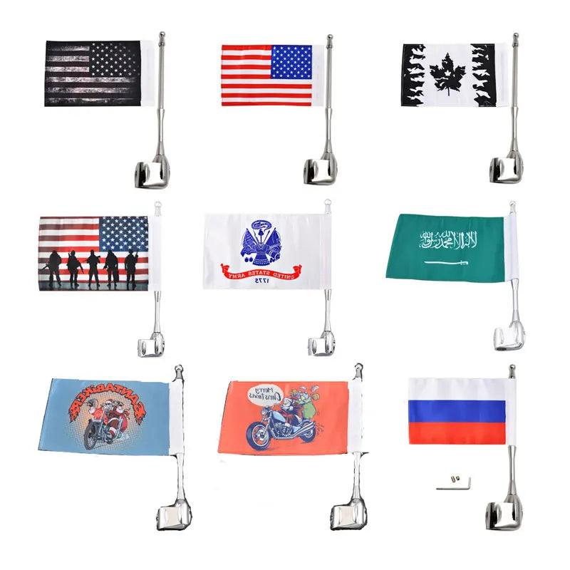 2024 Rear Luggage America Custom Motorcycle Flag Easy to Assemble State Flags Banner Campaign Metal Rod Flag Pole for Motorcy