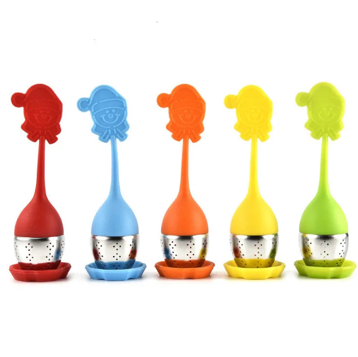 Wholesale Creative Silicone Tea Infuser Santa Claus Function Tea Strainer with Handle Cute Design