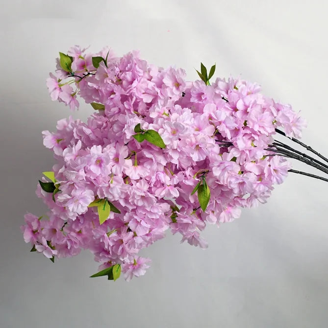 Artificial 4 Branches Silk Cherry Blossom Long Stem Cherry Blossom Branches High Quality Wedding Decoration Cherry Blossom