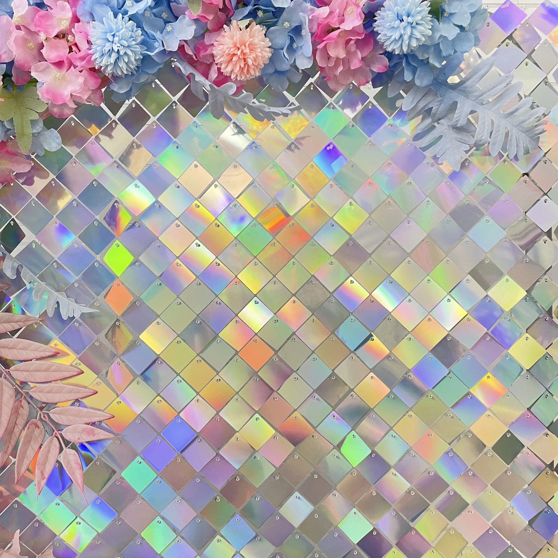 Wholesale Hot Sale Wedding Party Decoration Backdrop square Foil Fringe Shimmer Mirror Sequin Wall Panel Board for Bridal Sho
