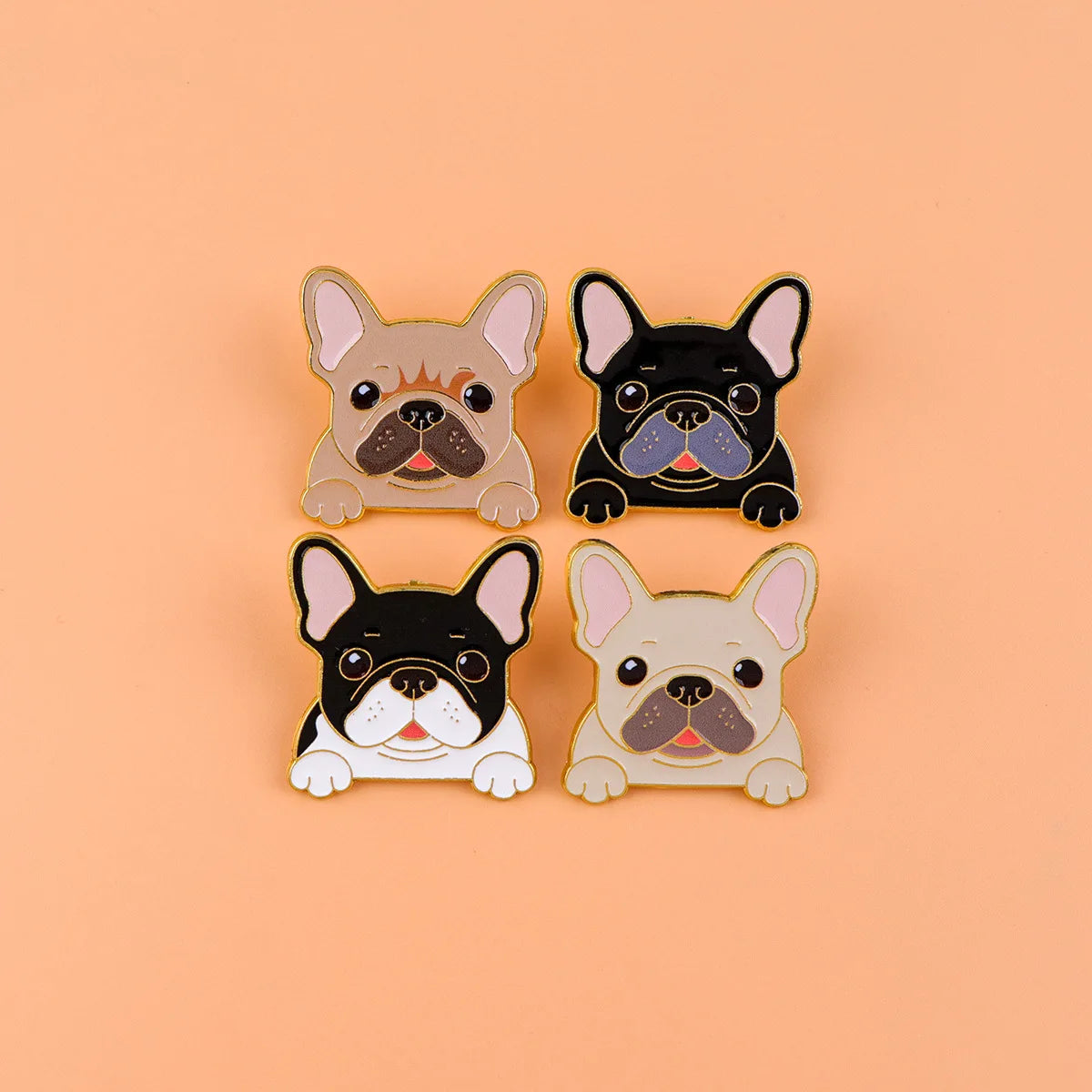 Wholesale Stock Cute French Bulldog Soft Enamel Pin Custom Logo Metal Frenchie Dog Animal Badge for Clothes Backpack