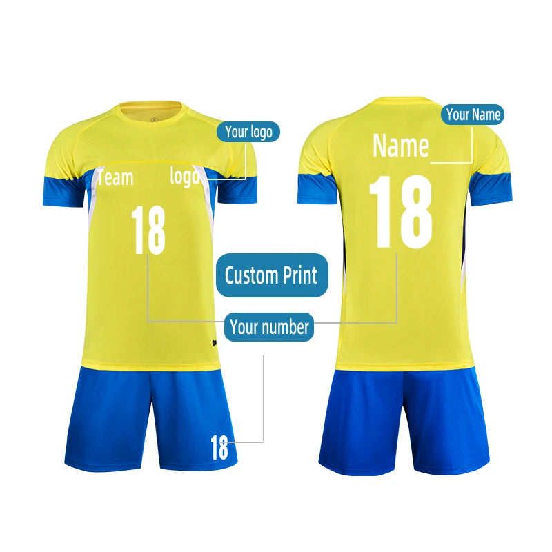 Football Jersey Kids Adults Quick Drying Breathable Custom logo Football Clothes Wholesale Soccer Uniforms