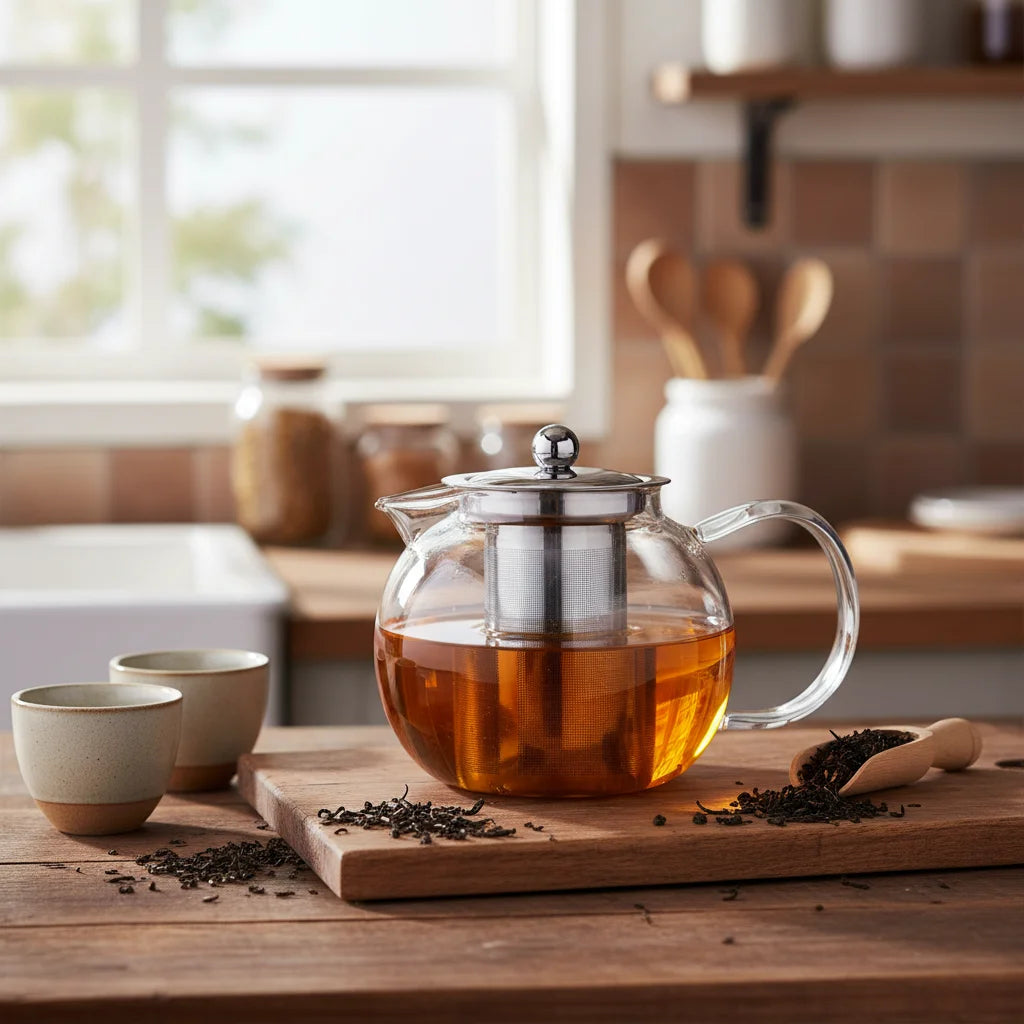 22OZ Tea Kettle Ice Tea Maker Customized Clear Heat Proof Glass Teapot with Removable Loose Tea Infuser