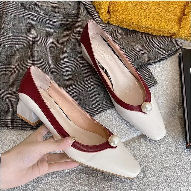 Fashion Comfort Ladies Beautiful Jelly Low Square Heels Pumps Shoes for Women New Styles