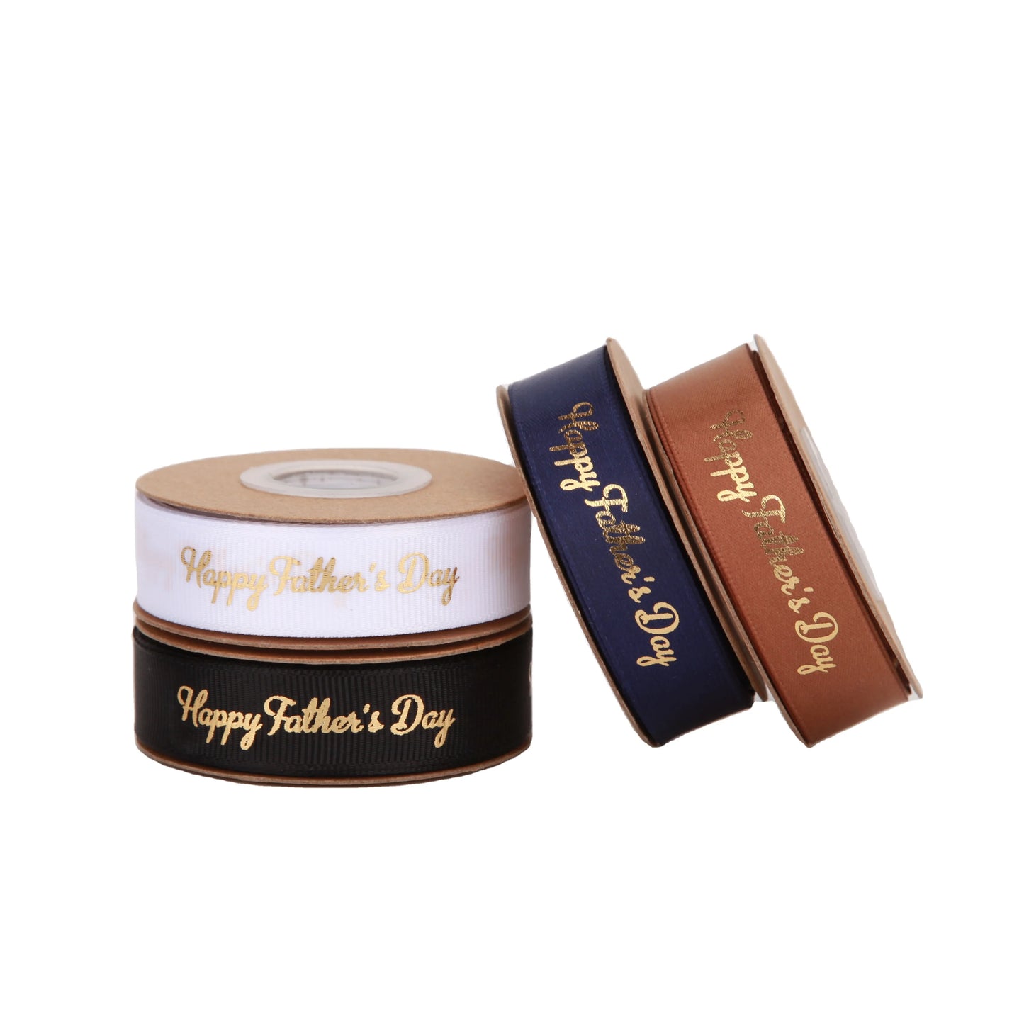 Happy Father's Day Ribbon 5/8 Inch Dad Ribbon Navy Brown Black White and Gold Satin Decoration Ribbon for Father's Day